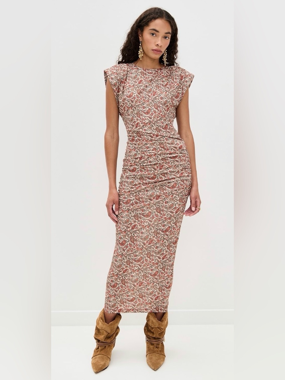 NWT ISABEL MARANT ÉTOILE Ruched Sleeveless Donna Maxi Dress size 40 US 8